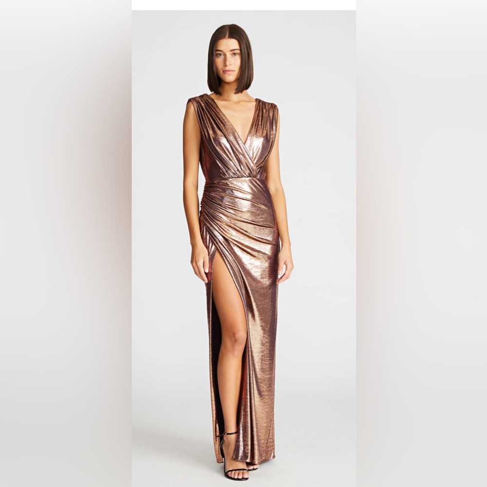 Halston Misha Gown in Metallic Jersey